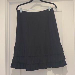 Inc knee black length ruffle skirt